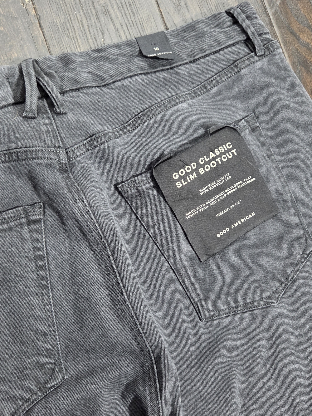 GOOD AMERICAN Soft Tech Good Classic Bootcut Jeans Women's Size 18 GRAY NEW